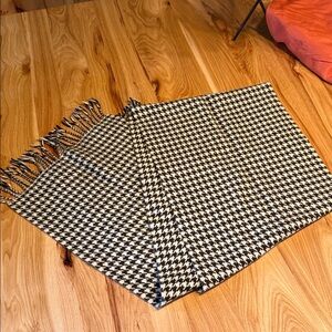 Black and White Cashmere Scarf with Fringe. Made in Italy.